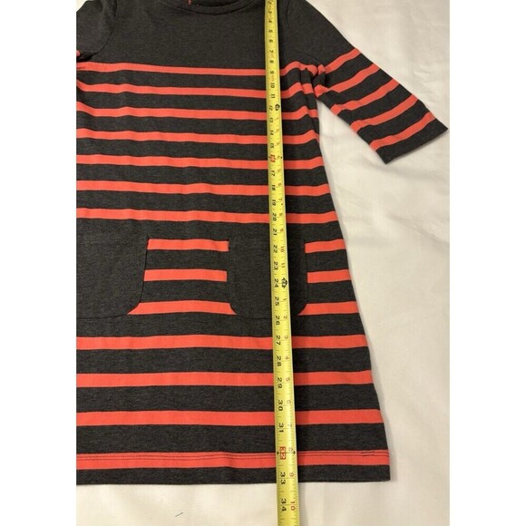 Boden Breton Dress Mini Striped Gray Salmon Elbow Sleeve Pocket US 4 Casual Work - Picture 11 of 11
